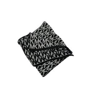 Michael Kors Logo Scarf Black Gray Knit